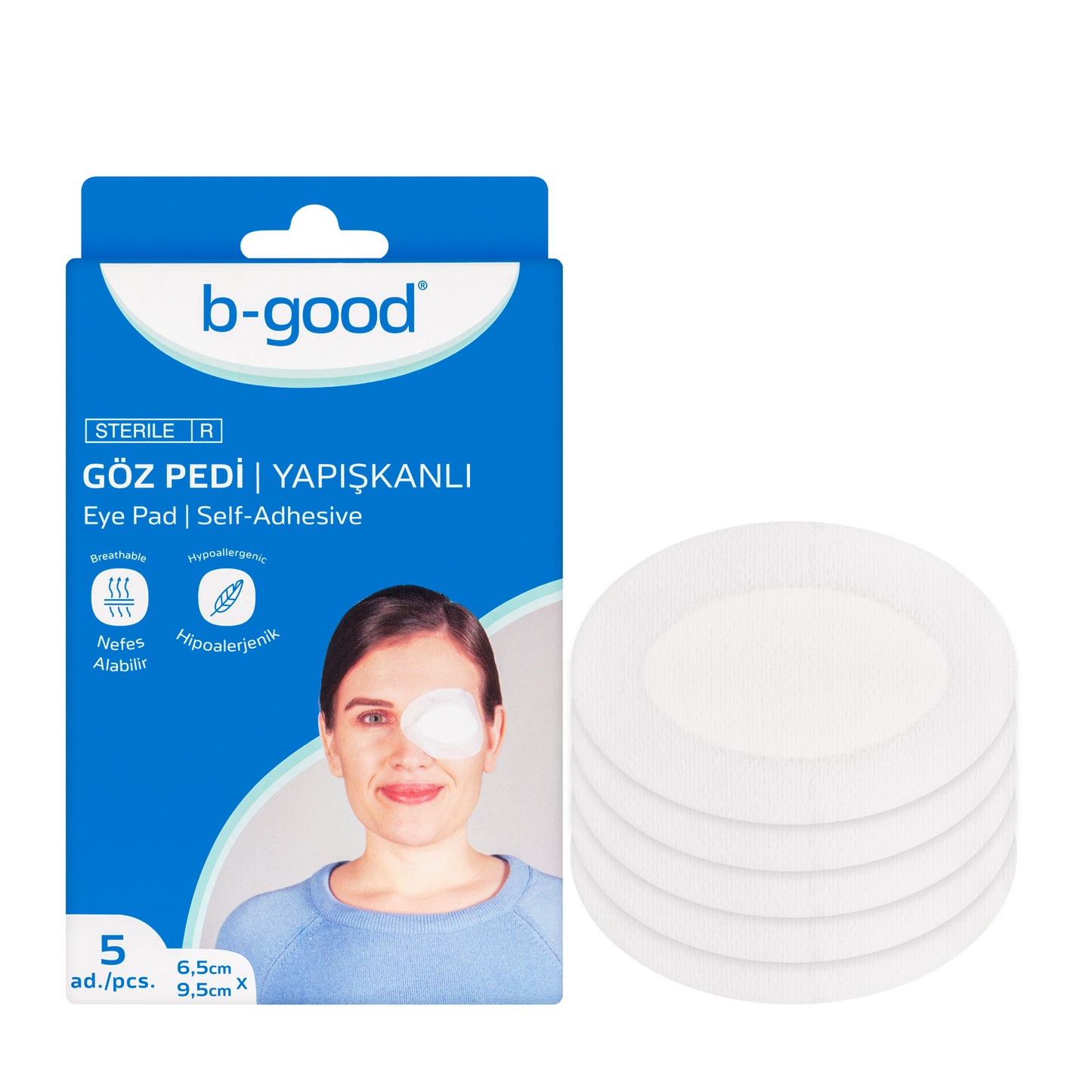 B-Good Eye Pad 6.5X9.5Cm 5 Pieces