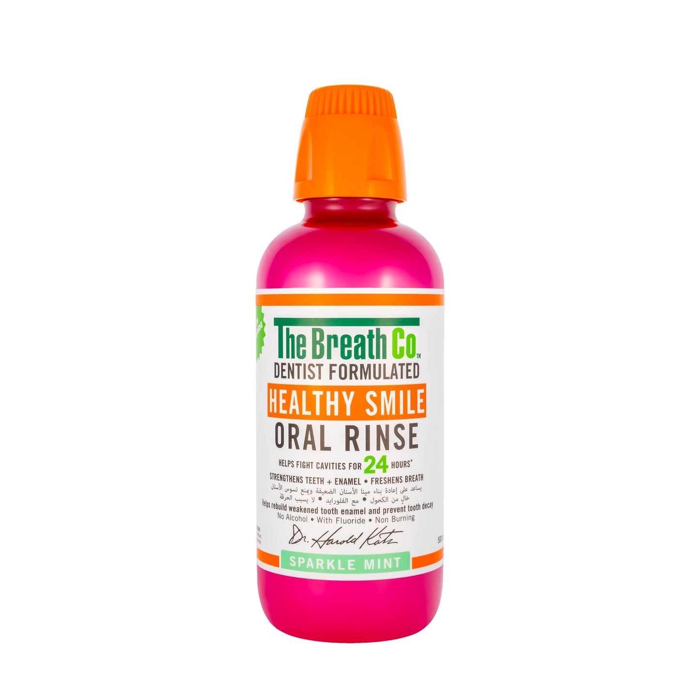 The Breath Co Healthy Smile Sparkle Mint Mouthwash 500 ml-Pink