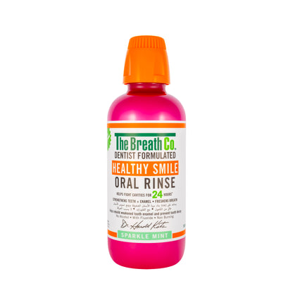 The Breath Co Healthy Smile Sparkle Mint Mouthwash 500 ml-Pink