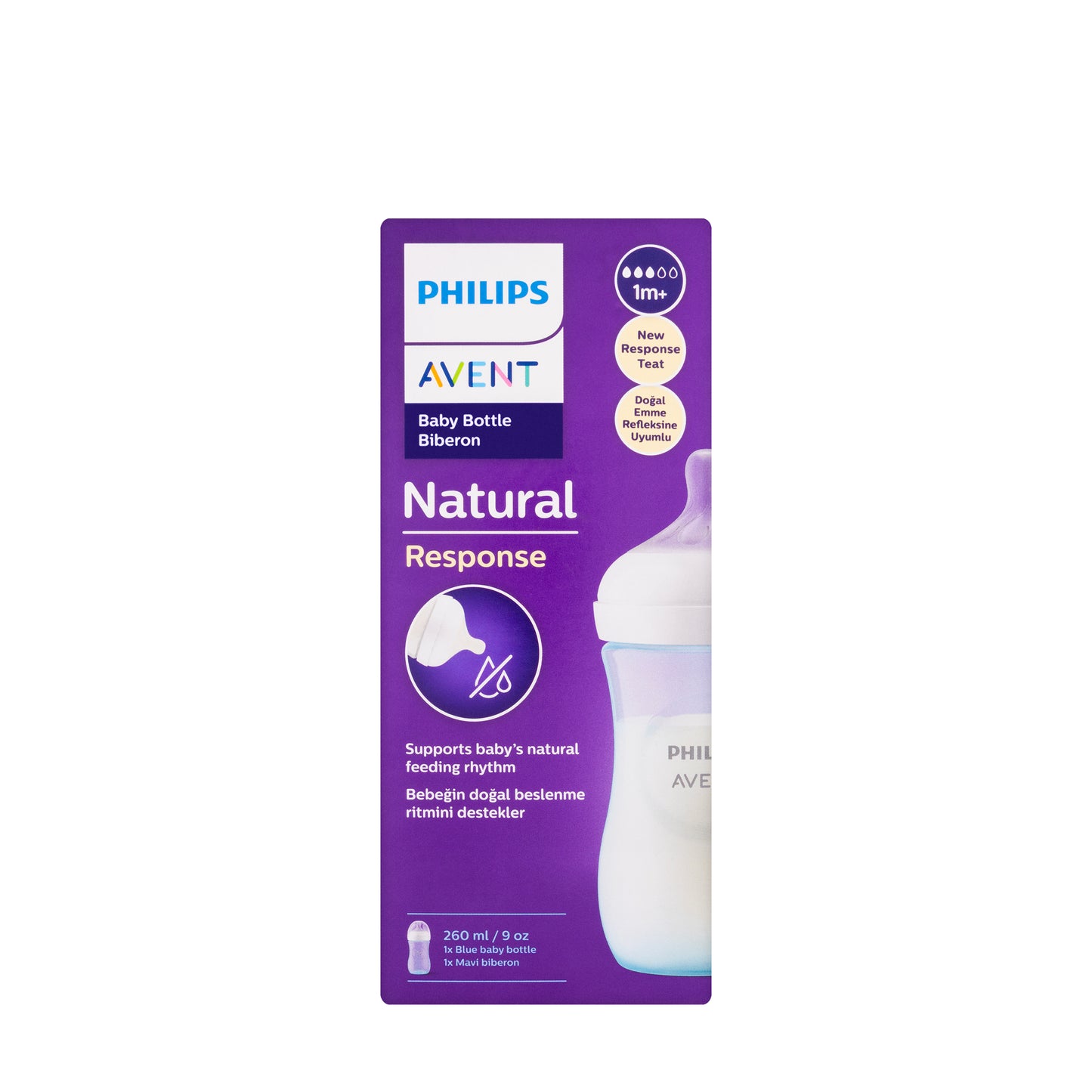 Avent [038] Natural Response Bottle [Blue] 1M+ 260 ML