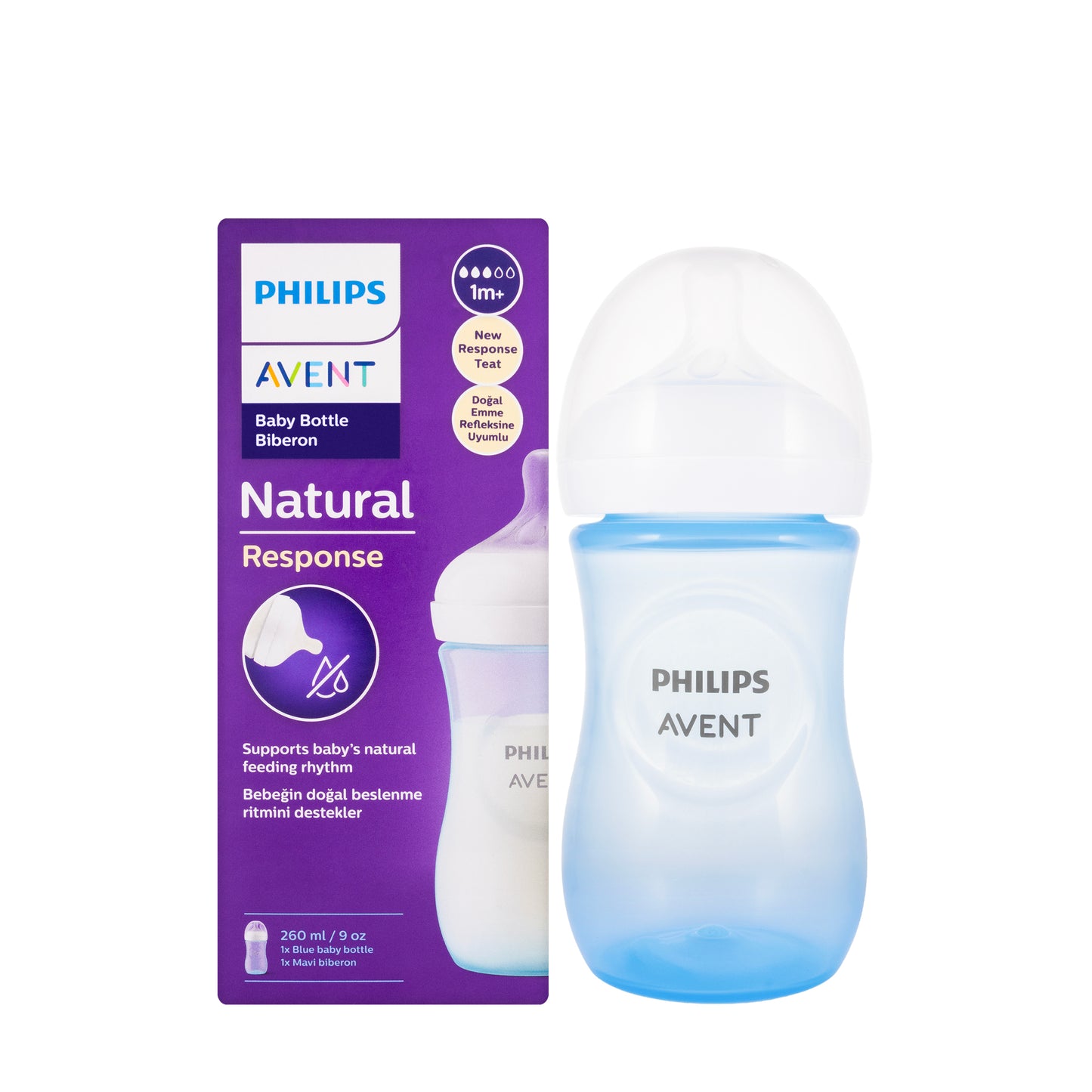 Avent [038] Natural Response Bottle [Blue] 1M+ 260 ML