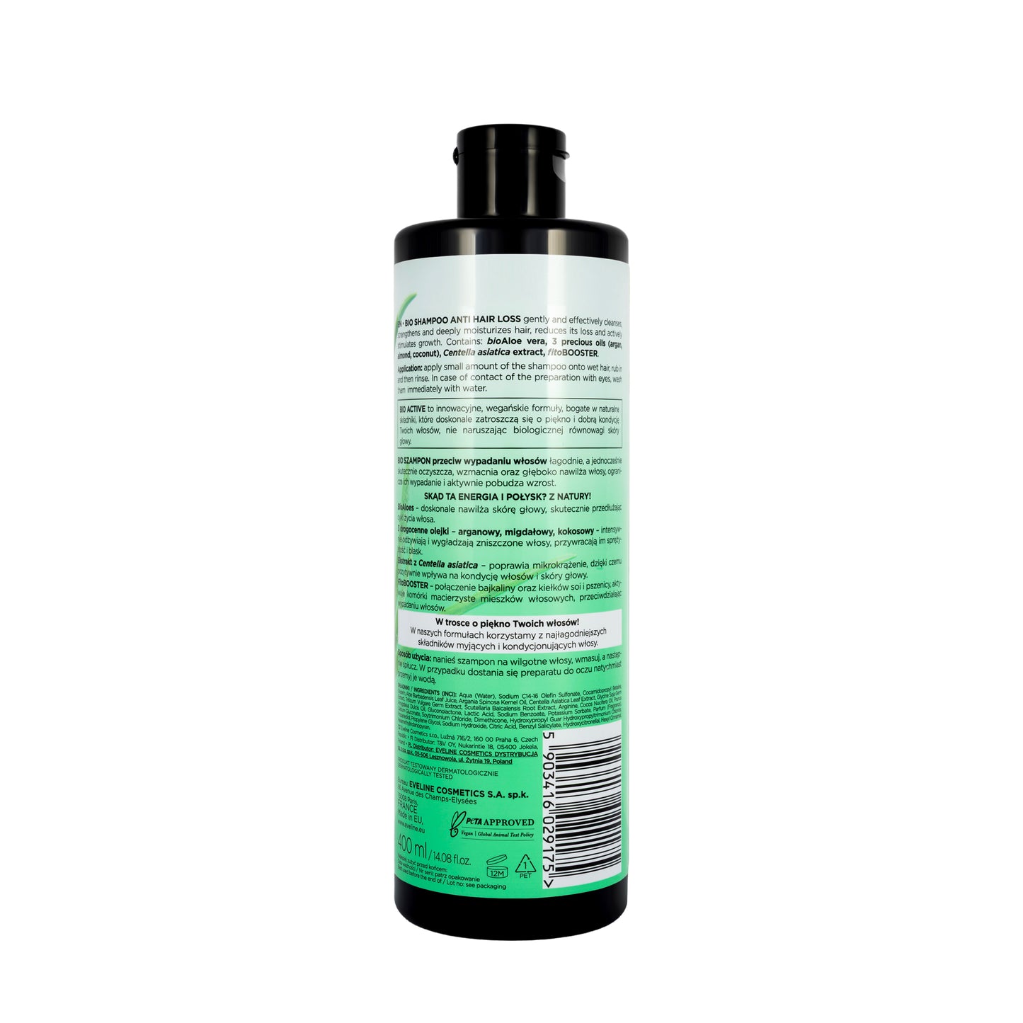 Eveline Bio Organic Aloe + 3 Precious Oils Anti Hair Loss Shampoo 400 Ml