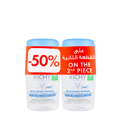 Vichy Deodorant  Mineral 48 Hours 50 ml Roll 2 Pieces Offer