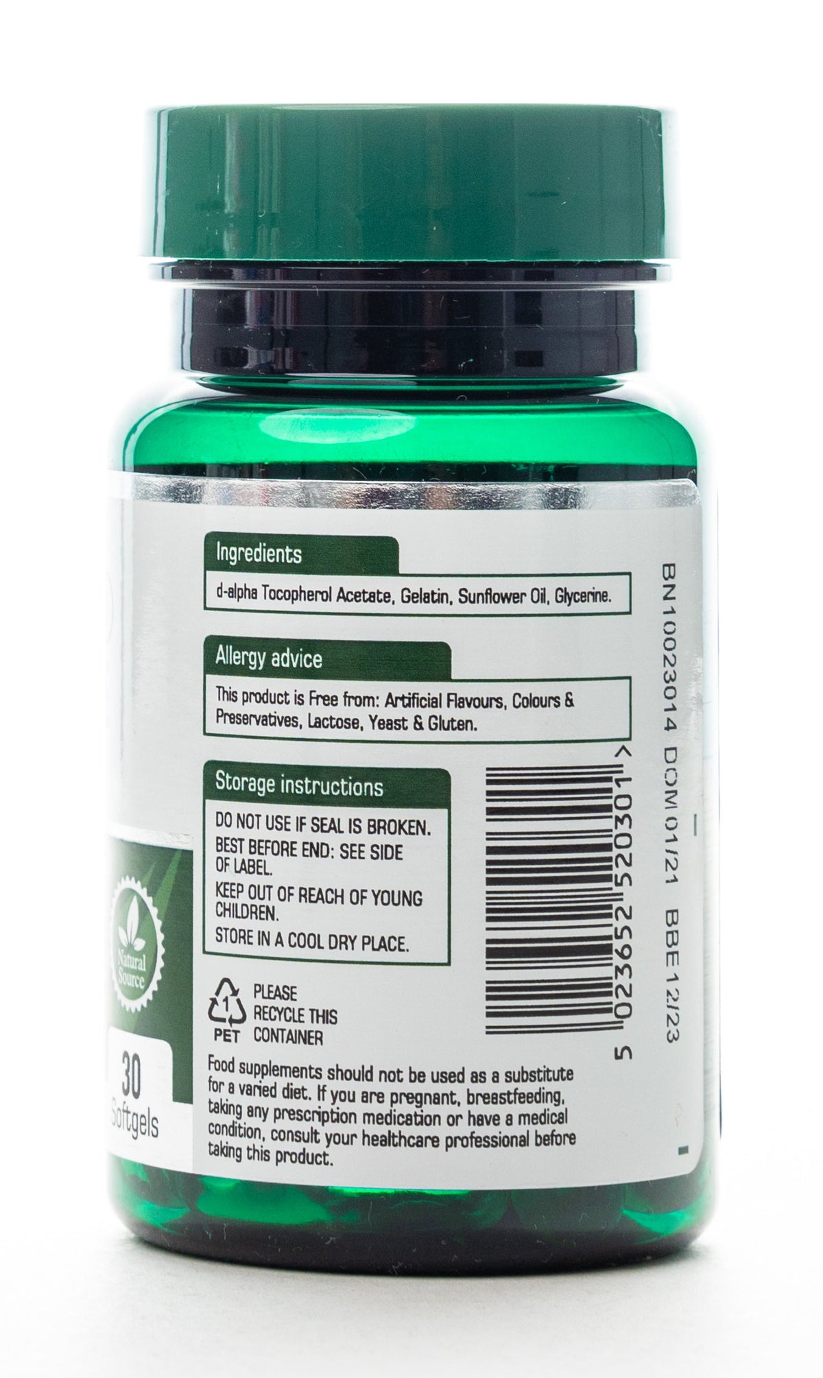 Natures Aid Vitamin E 1000IU 30 Softgels
