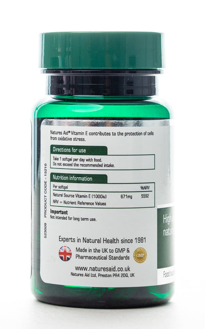 Natures Aid Vitamin E 1000IU 30 Softgels
