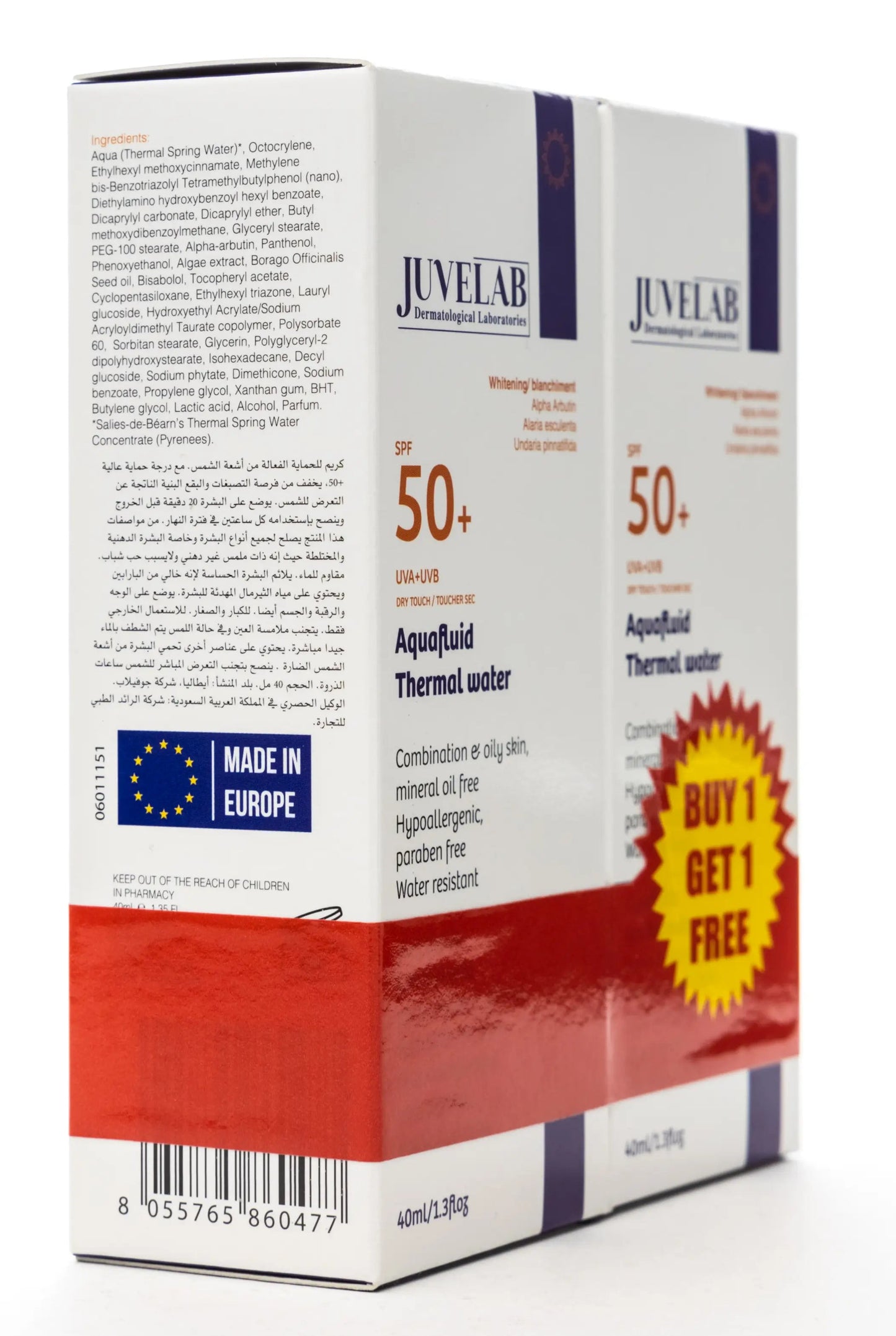 Juvelab Spf 50+ Whitening  Aqua Fluid 40 Ml 1+1 Offer