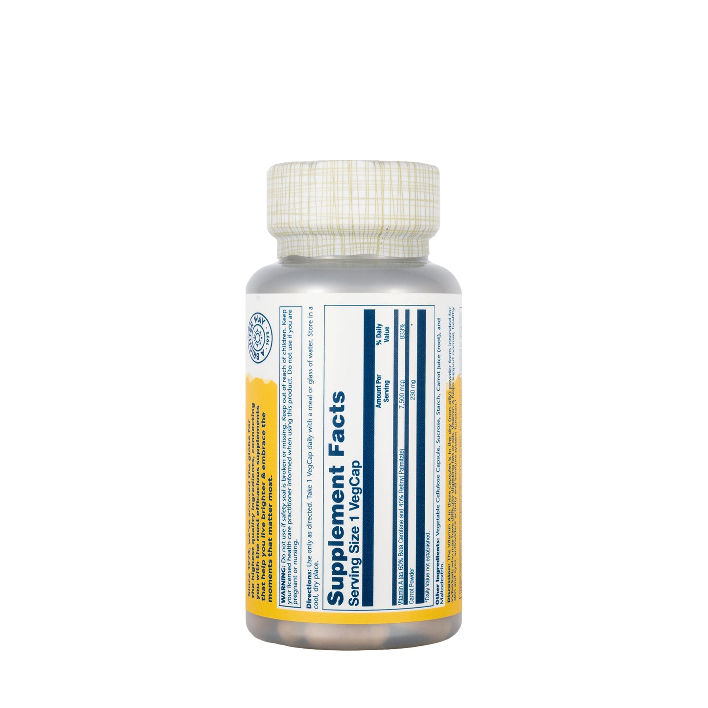 Solaray Vitamin A 7500mcg 60 Capsules