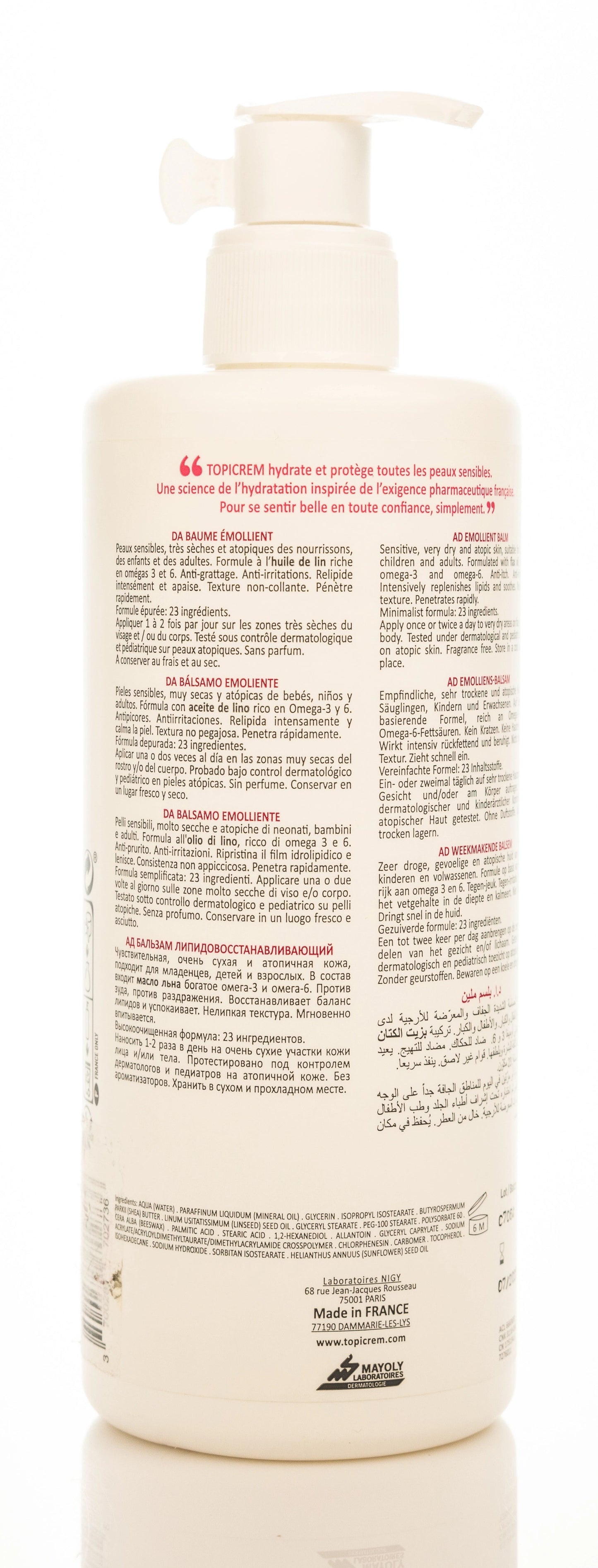 Topicrem DA Emollient Balm 500 Ml