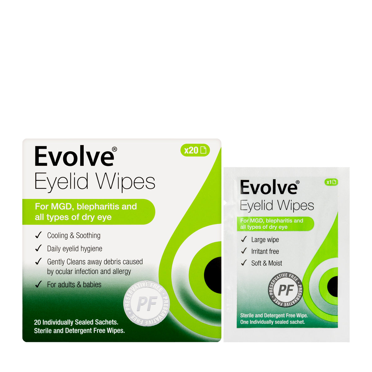 Evolve Eyelid Wipes 20 Pieces