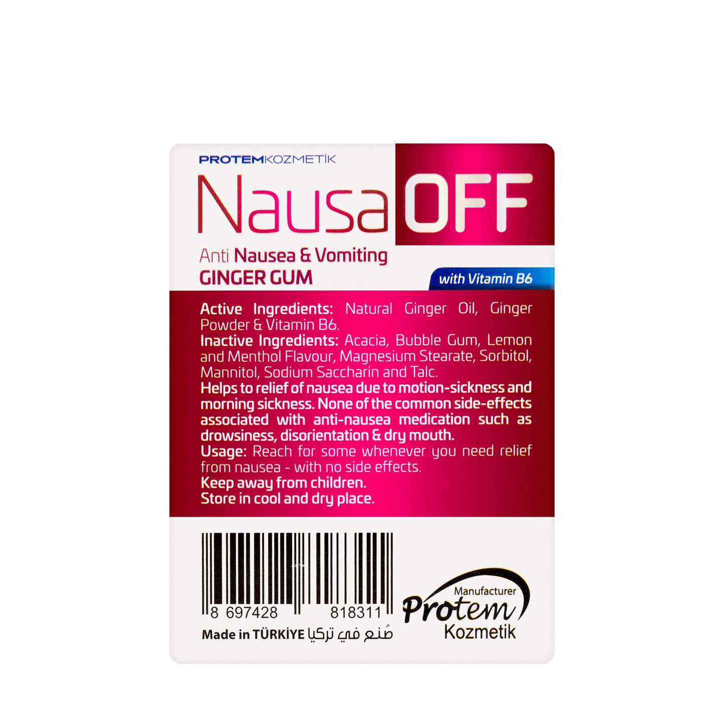 Nausa Off Ginger Gum 12 Gums