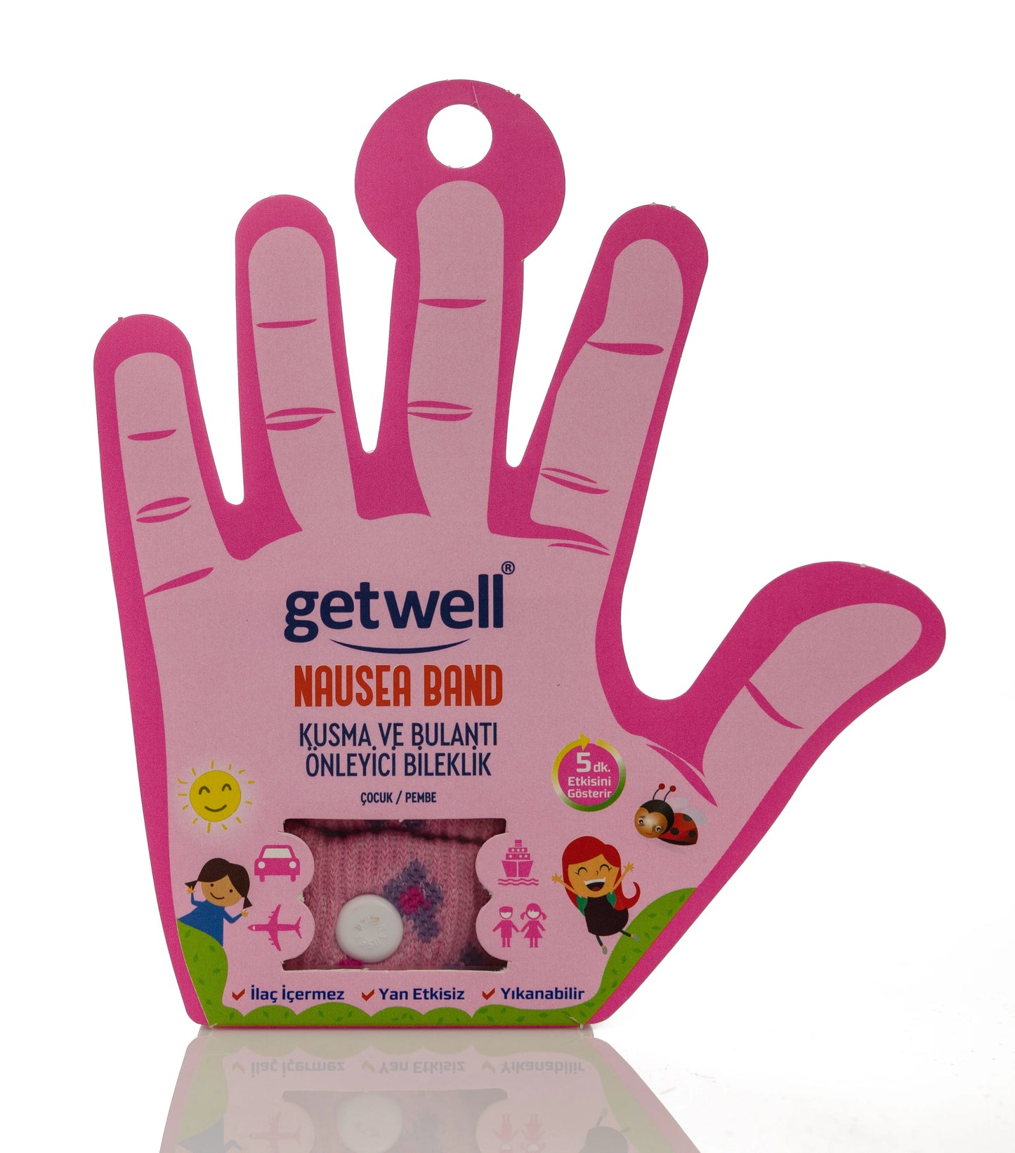 Getwell Nausea Band Pink 2 Pieces