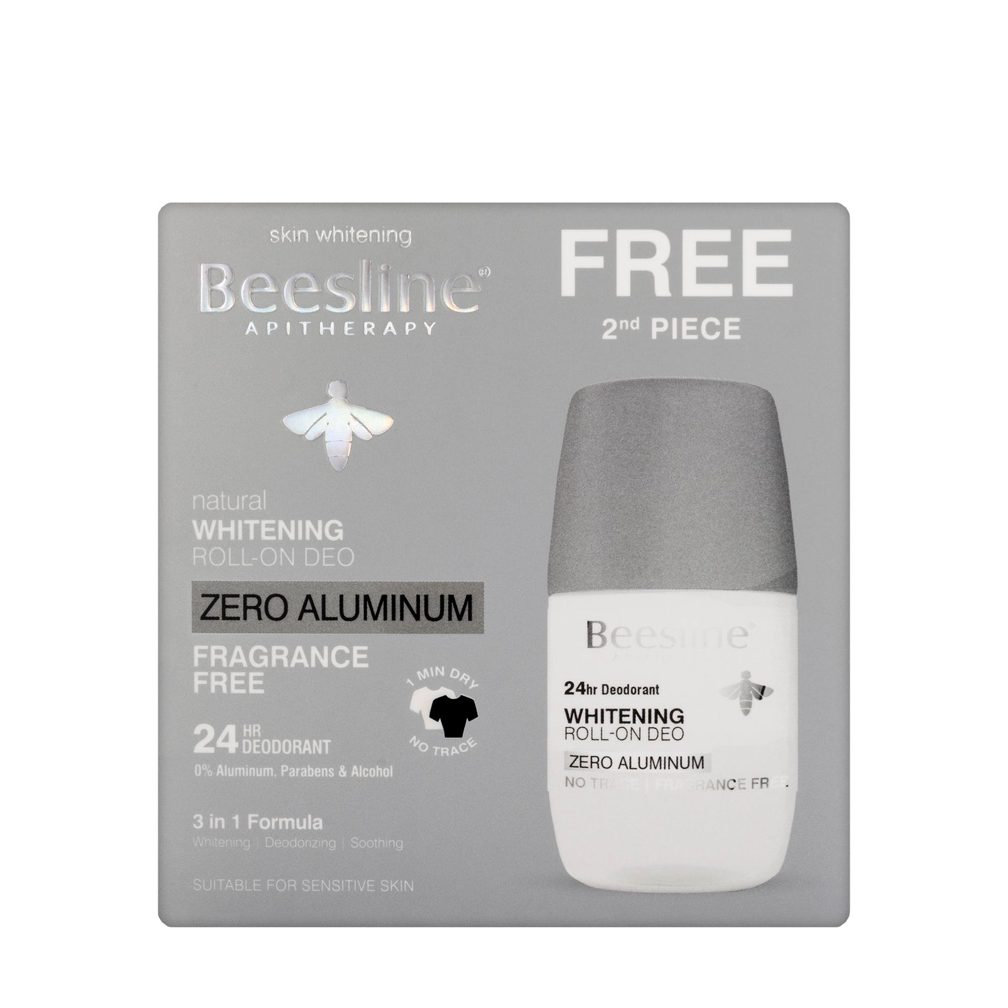 Beesline 24 Hours Deodrant Whitening Roll On Deo Zero Aluminum 50 Ml [Fragrance Free] 1+1 Offer Pack