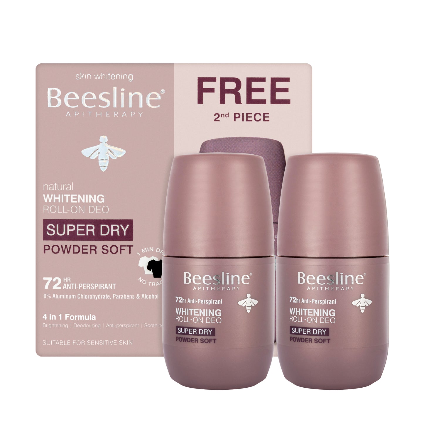 Beesline 72 Hours Whitening Roll On Deo Super Dry Powder Soft 50 Ml 1+1 Offer Pack