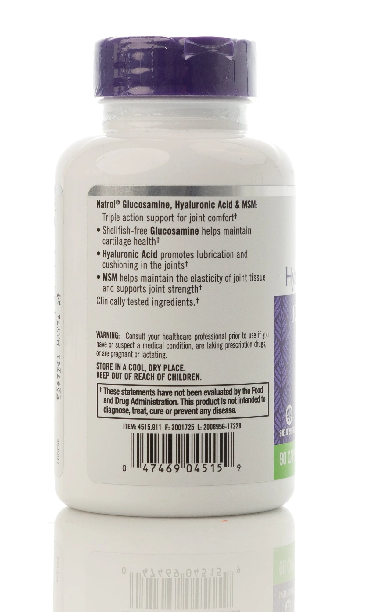 Natrol Glucosamine,Hyaluronic Acid & MSM (Joint Health) 90 Capsules