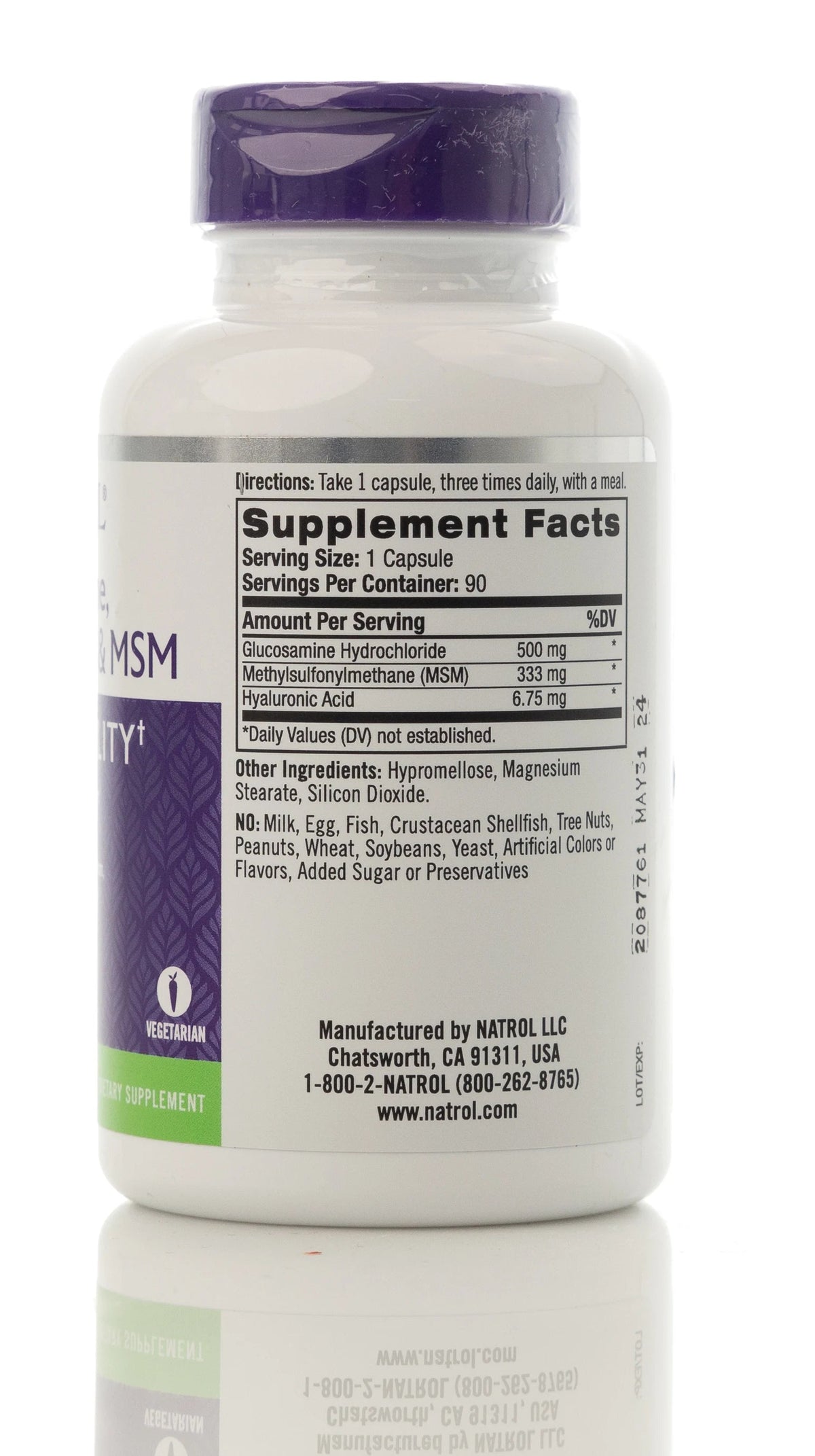 Natrol Glucosamine,Hyaluronic Acid & MSM (Joint Health) 90 Capsules