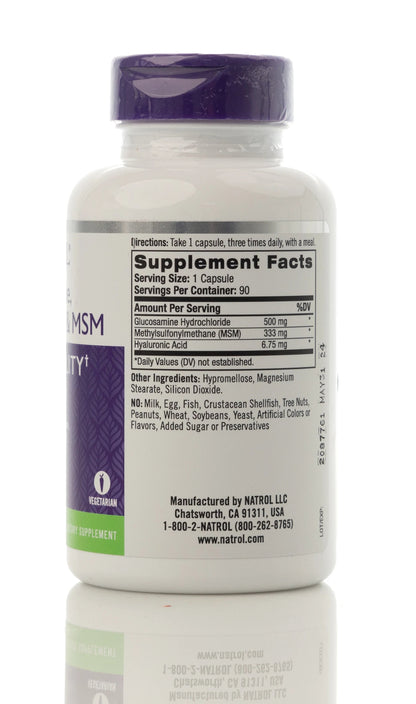 Natrol Glucosamine,Hyaluronic Acid & MSM (Joint Health) 90 Capsules