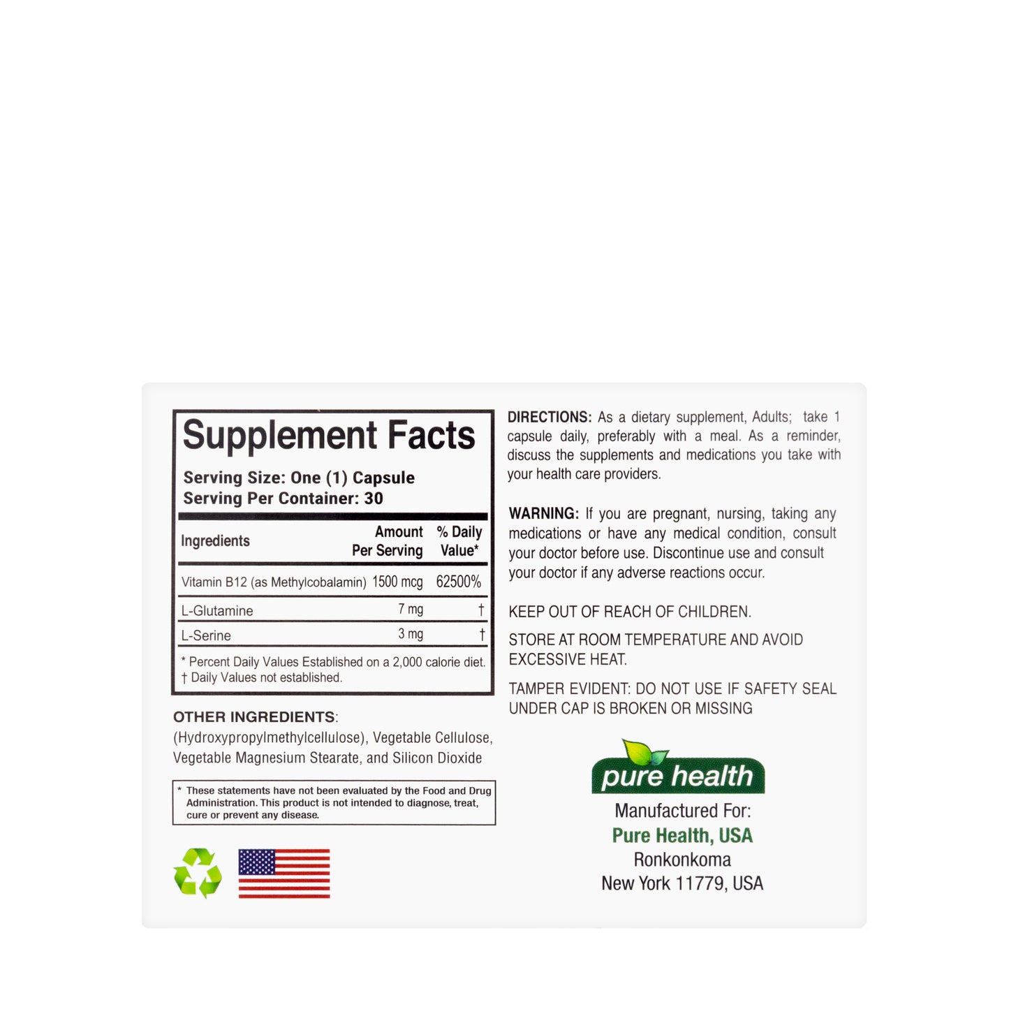 Pure Health Pure Vitamin-B12 30 Capsules
