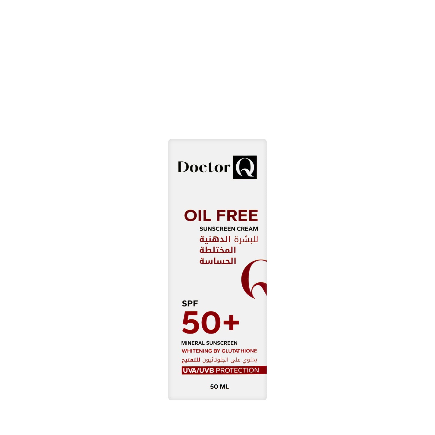 DR Q Oil-Free Sunscreen Cream SPF 50+ Whitening by Glutathione For Oily, Combination And Sensitive Skin 50 Ml