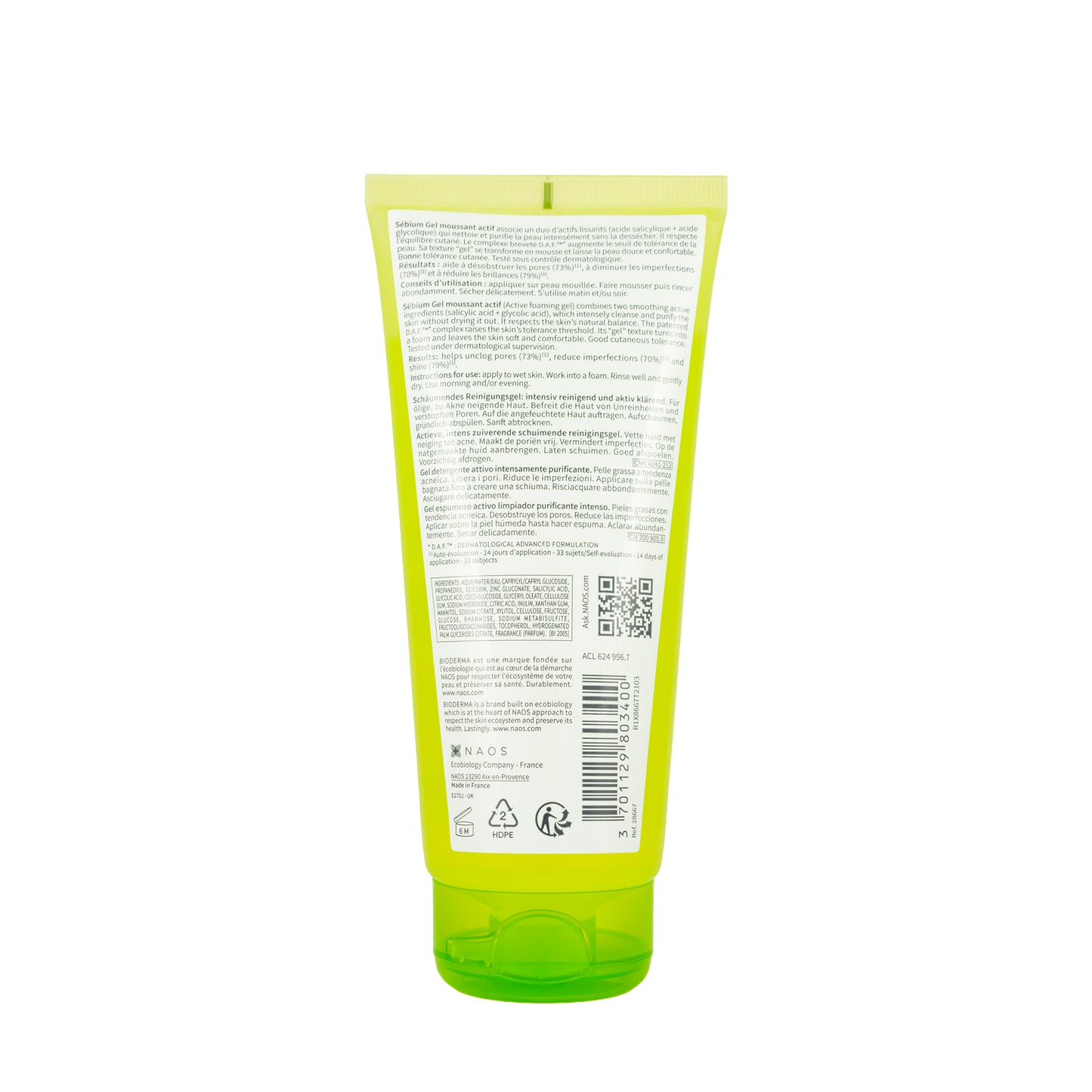 Bioderma Sébium Gel Moussant Actif (Intense Purifying Cleansing Gel) 200 Ml