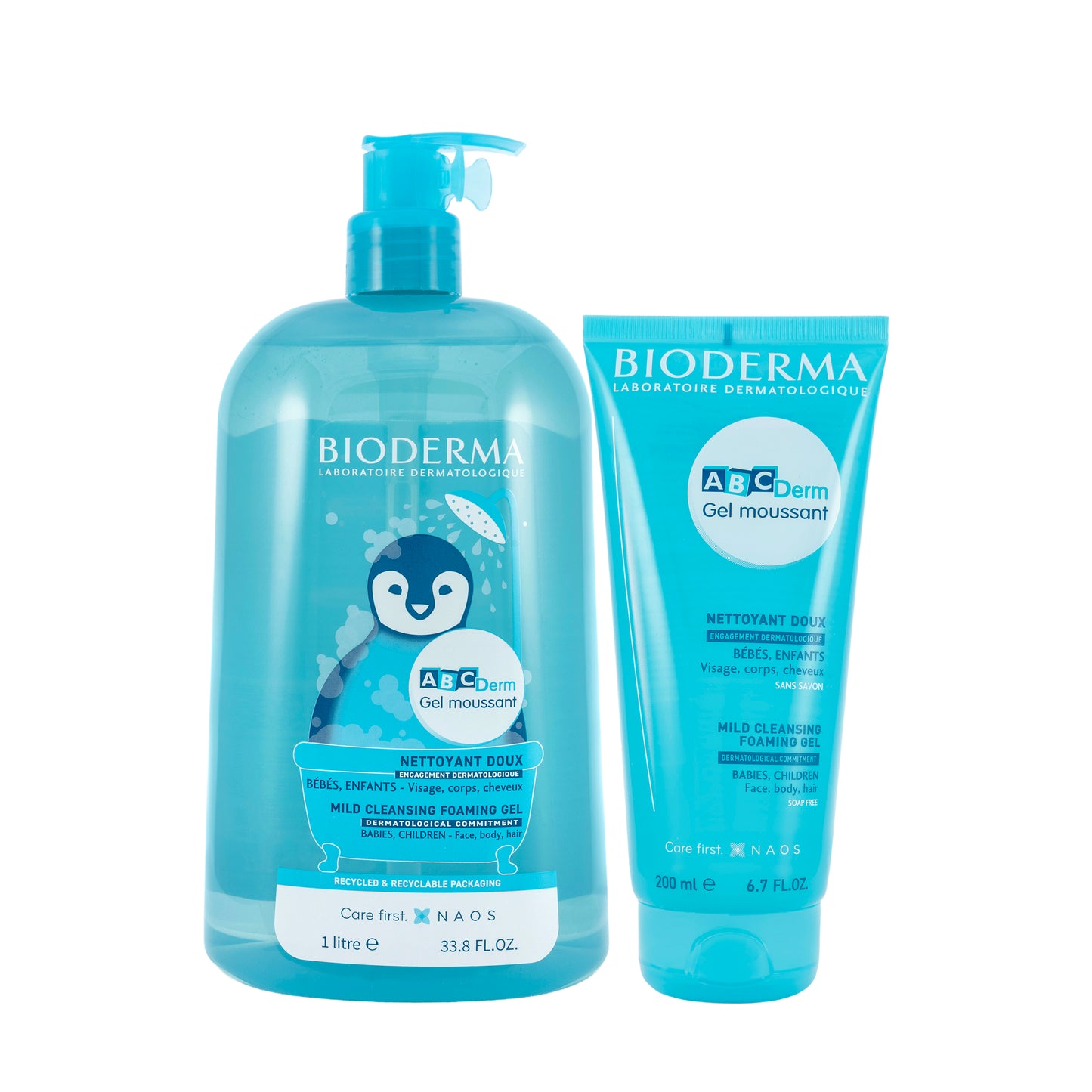 Bioderma ABCDerm Moussant Mild Foaming Cleanser 1 Liter+200 Ml Offer Pack