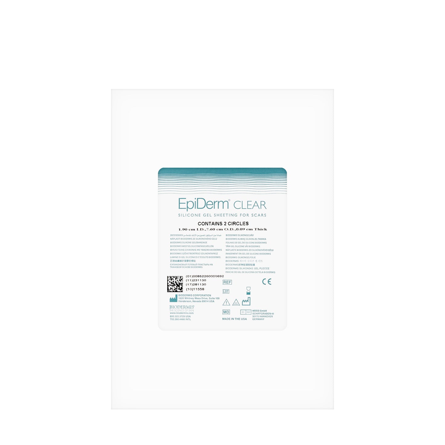 Biodermis Epi-Derm Silicone Gel Sheet Areola Circles Clear (2 Strips)