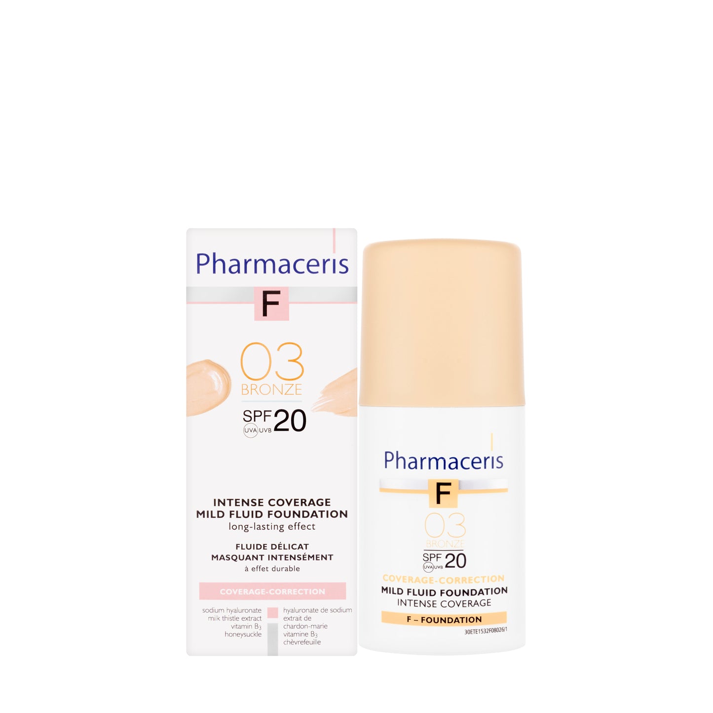 Pharmaceris F Coverage-Correction Mild Fluid Foundation SPF 20 Shade 03 Bronze 30 Ml