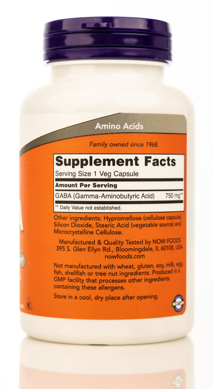 Now GABA 750mg 100 Veg Capsules