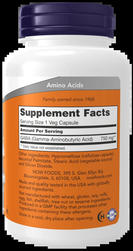 Now GABA 750mg 100 Veg Capsules