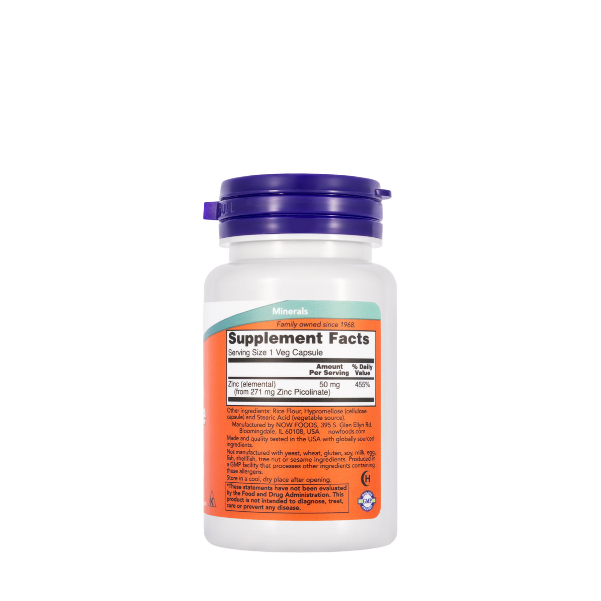 Now Zinc Picolinate 50mg 60 Veg Capsules