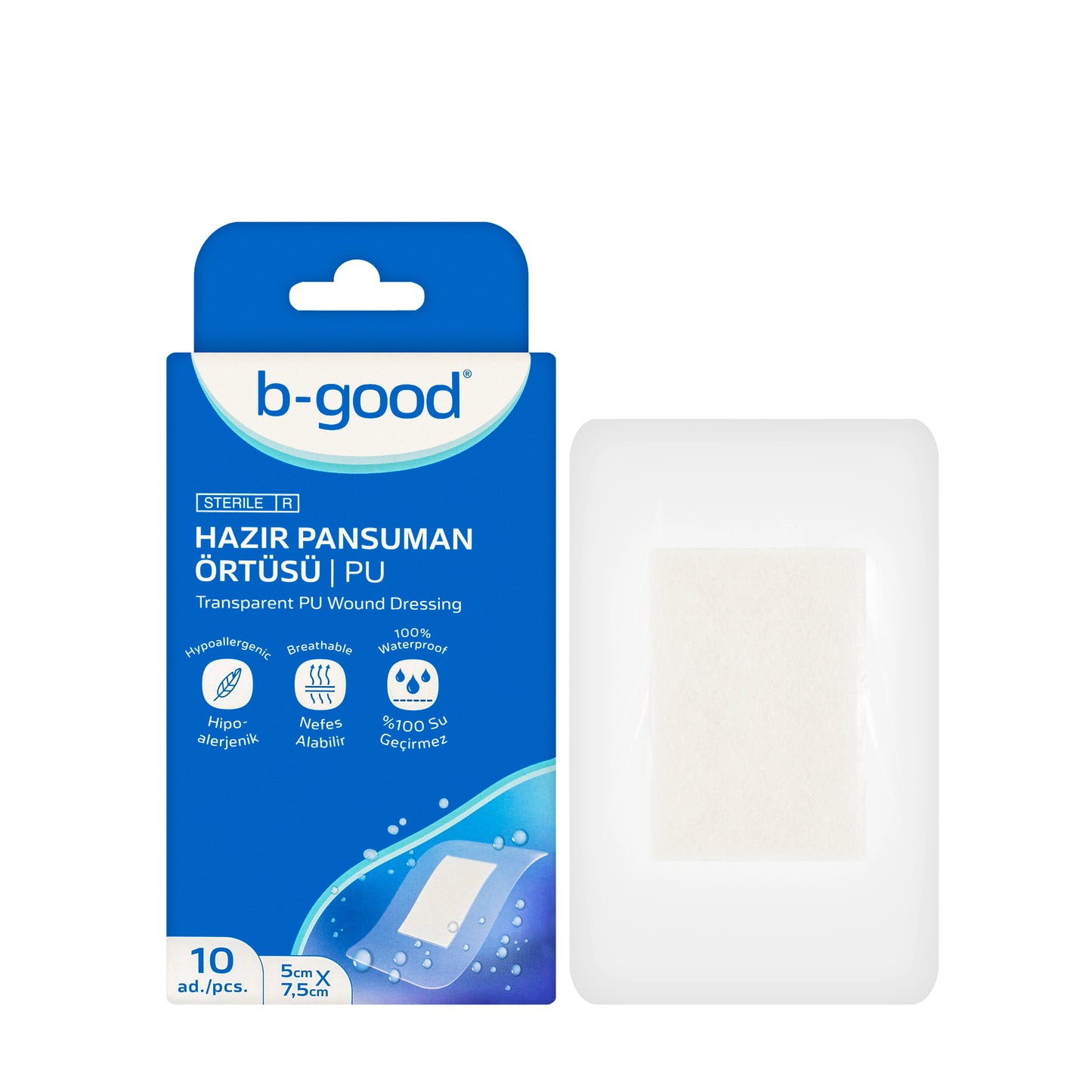 B-Good Transparent Pu Wound Dressing 5X7.5Cm 10 Pieces