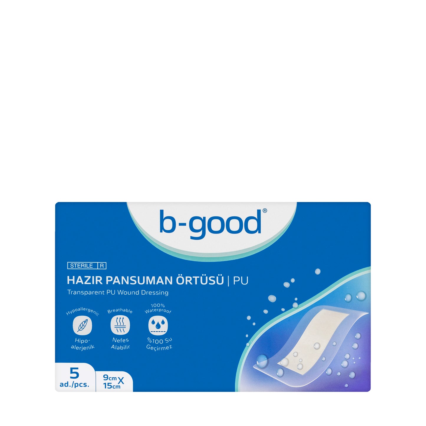 B-Good Transparent Pu Wound Dressing 9X15Cm 5 Pieces
