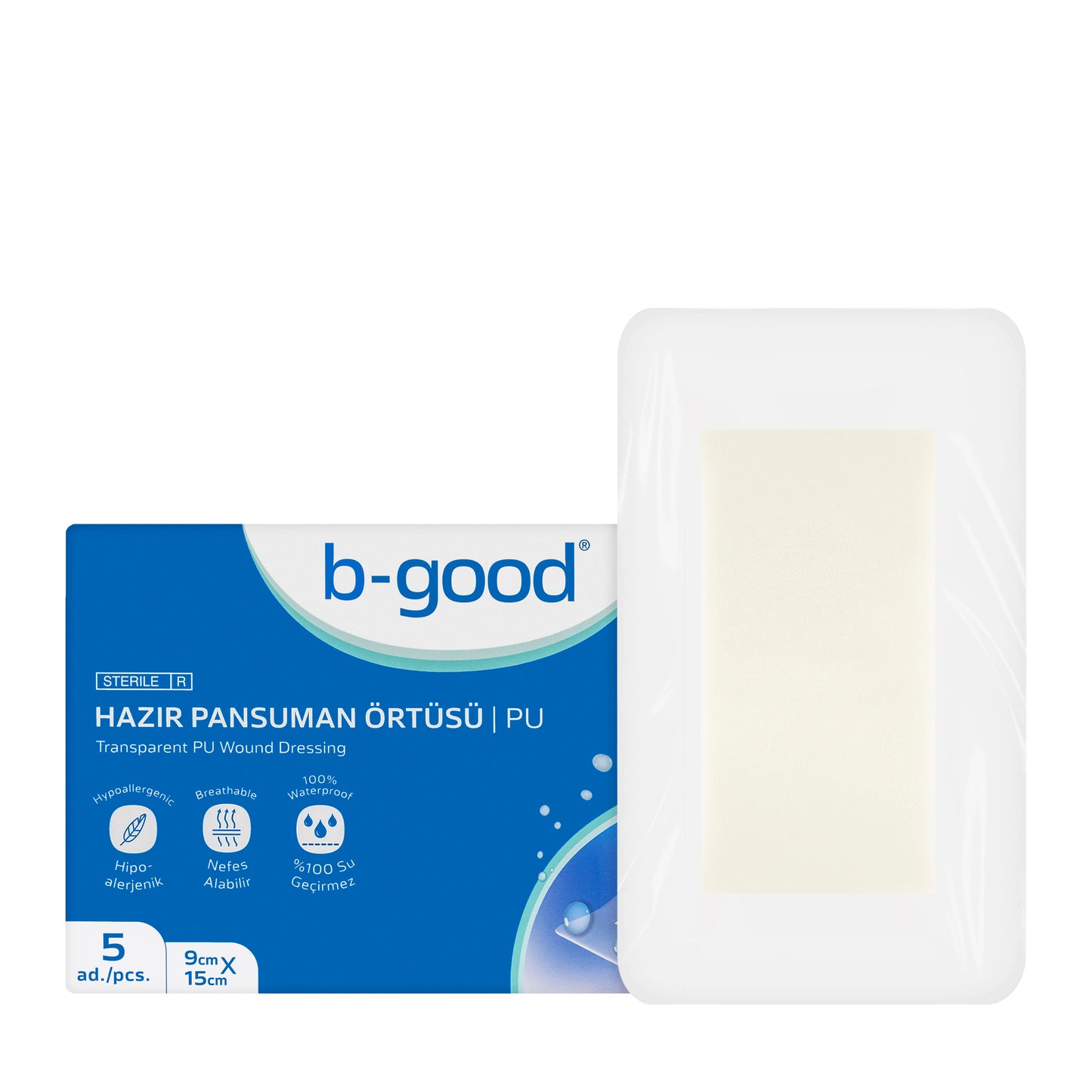 B-Good Transparent Pu Wound Dressing 9X15Cm 5 Pieces