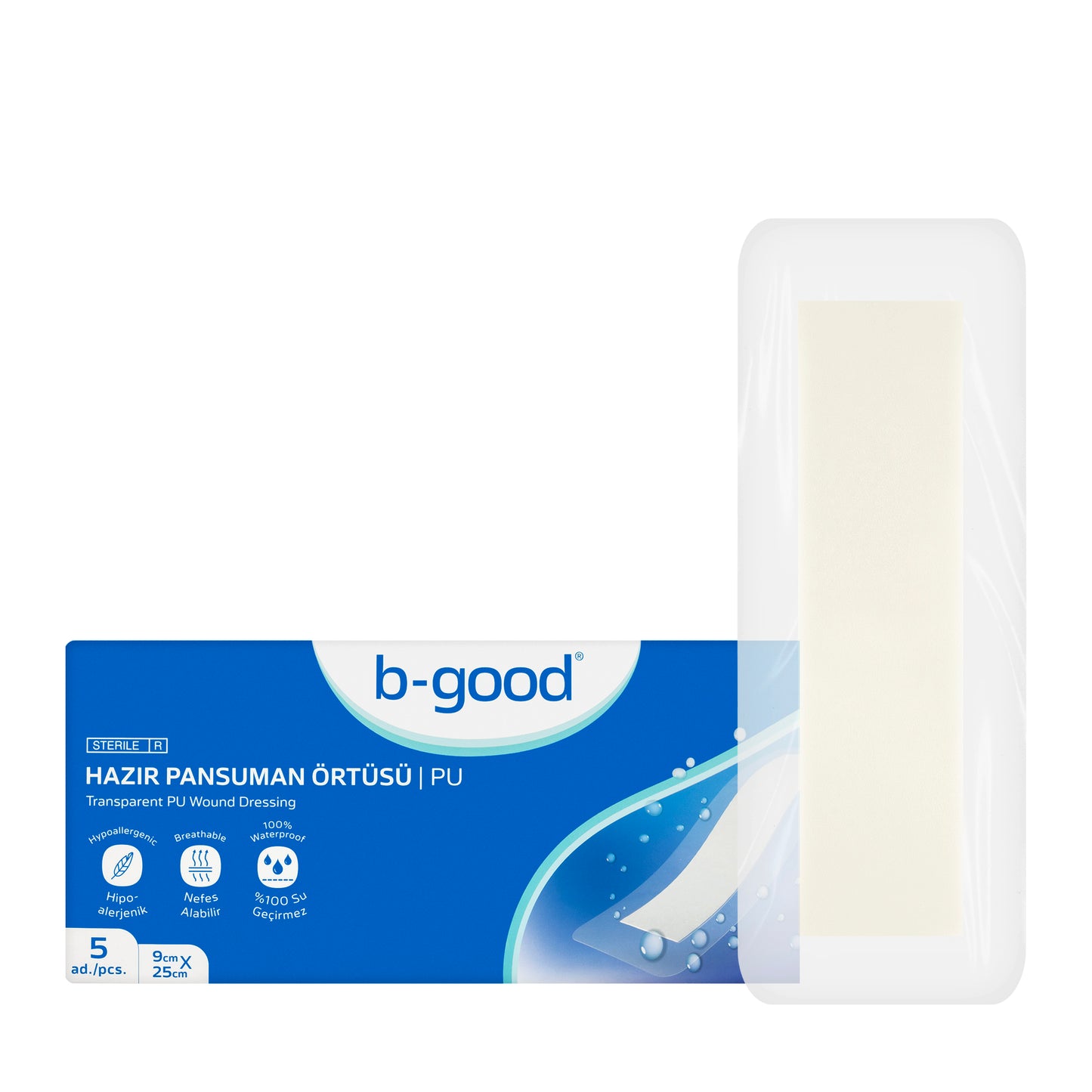 B-Good Transparent Pu Wound Dressing 9X25Cm 5 Pieces