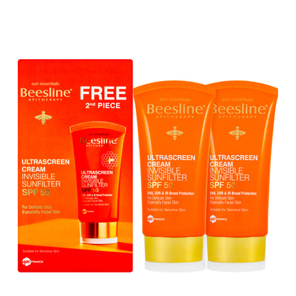 Beesline Ultrascreen SPF 50 Cream Invisible Sunfilter 60 Ml 1+1 Offer Pack