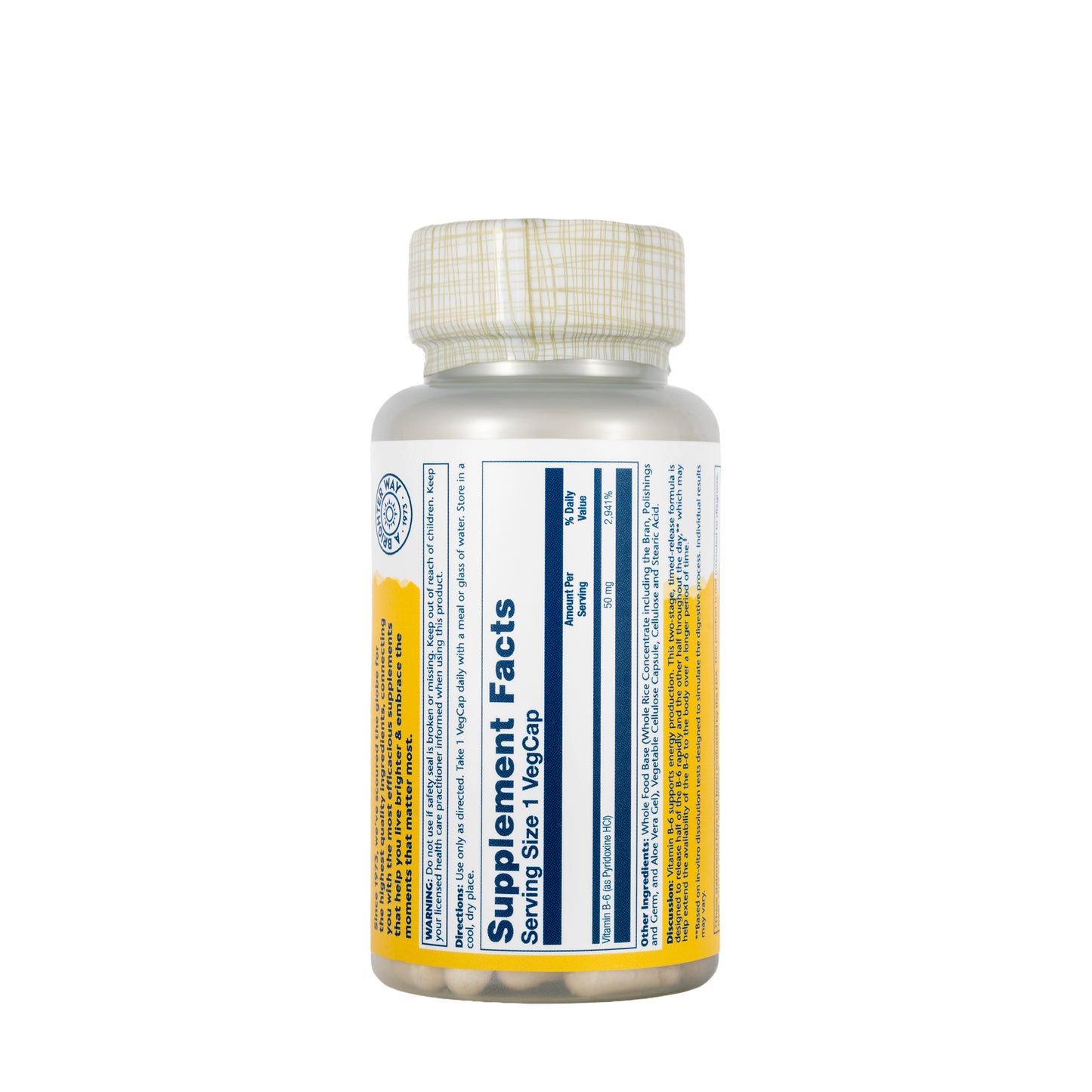 Solaray Vitamin B-6 50mg  60 Capsules