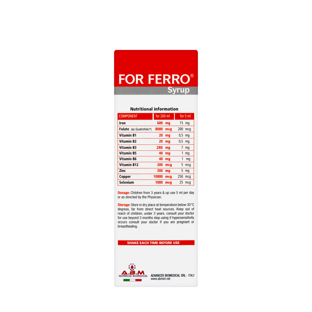 For Ferro Syrup 200Ml