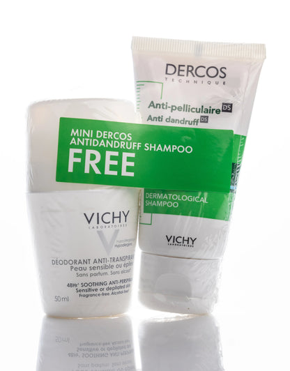 Vichy Deodorant  Roll-On White 50 ml + Dandruff Shampoo Offer