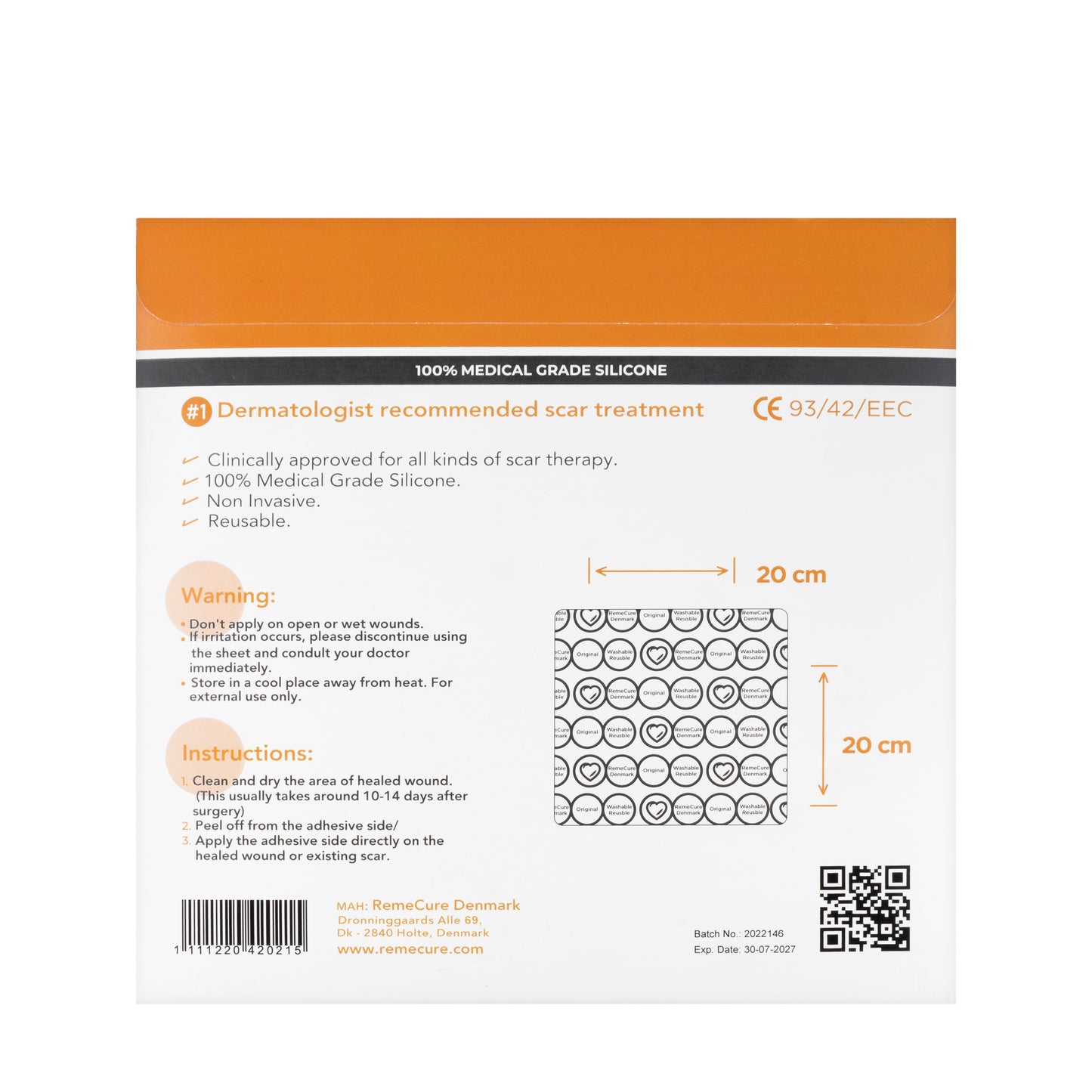 RemeCure Scar XL Silicone Gel Sheet 20 cm