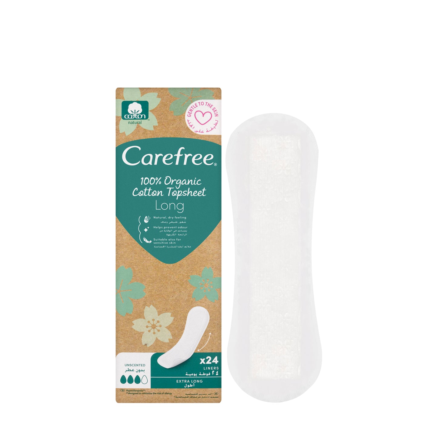 Carefree Organic Cotton Long 24 Pads