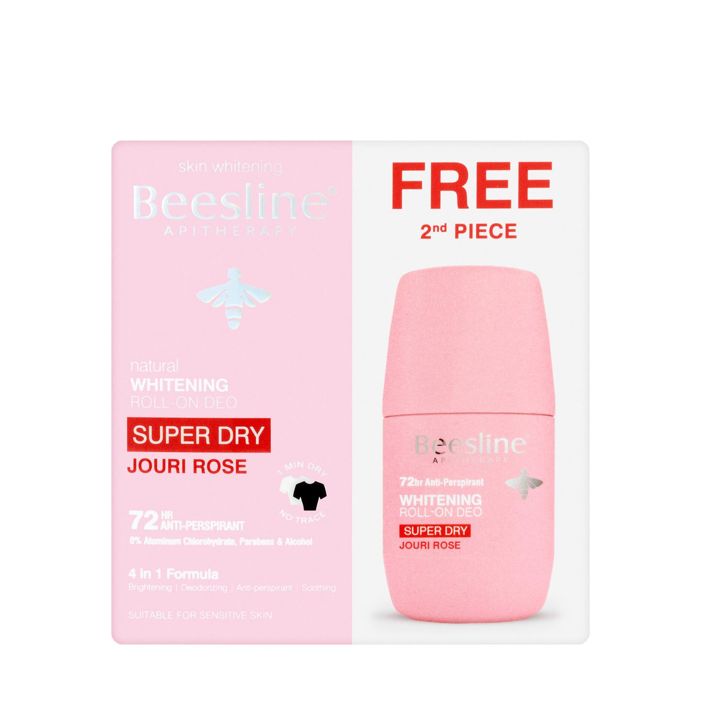 Beesline 72 Hours Whitening Roll On Deo Super Dry Jouri Rose 50 Ml 1+1 Offer Pack