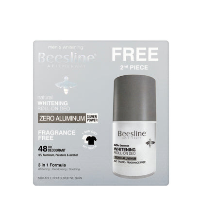 Beesline 48 Hours Men Whitening Roll On Deo Zero Aluminum Silver Power 50 Ml [Fragrance Free] 1+1 Offer Pack