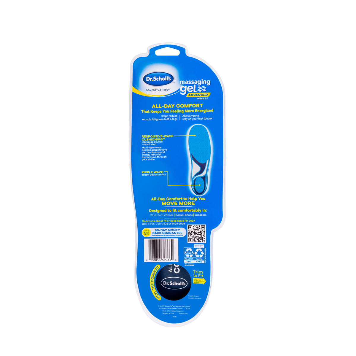 Dr Scholl's Energizing Comfort Massaging Gel Insoles [Men] 1 Pair
