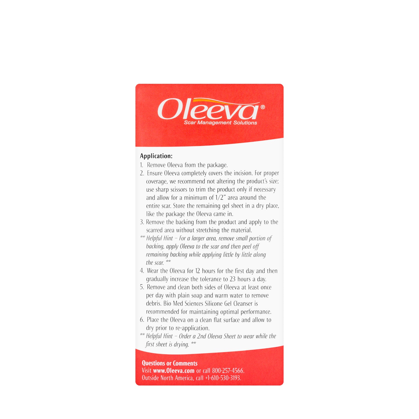 Oleeva Fabric Scar Shapes C-Section Silicone Gel Sheet (2 x 9 in / 5 x 23 Cm)  1 Piece
