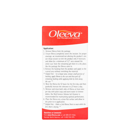 Oleeva Fabric Scar Shapes C-Section Silicone Gel Sheet (2 x 9 in / 5 x 23 Cm)  1 Piece