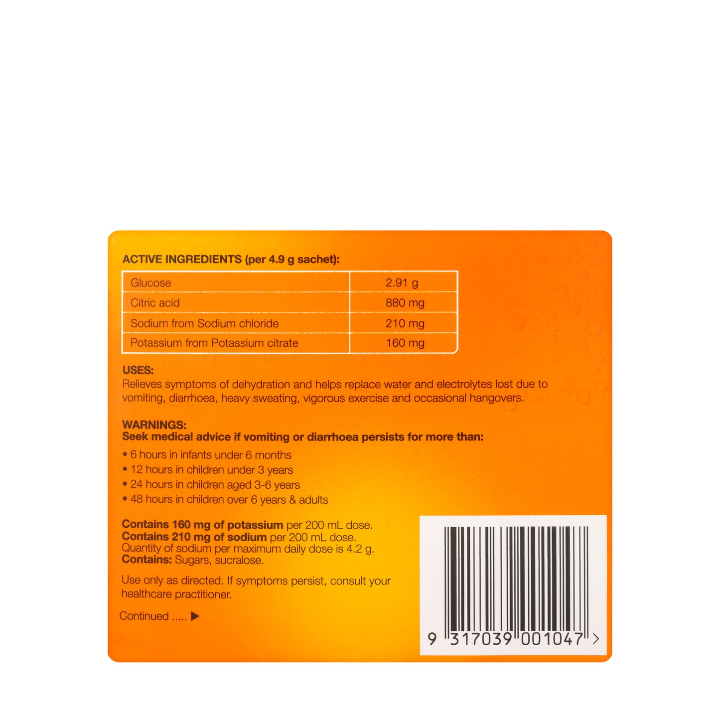 Hydralyte Orange Sachet 10X4.9 gm