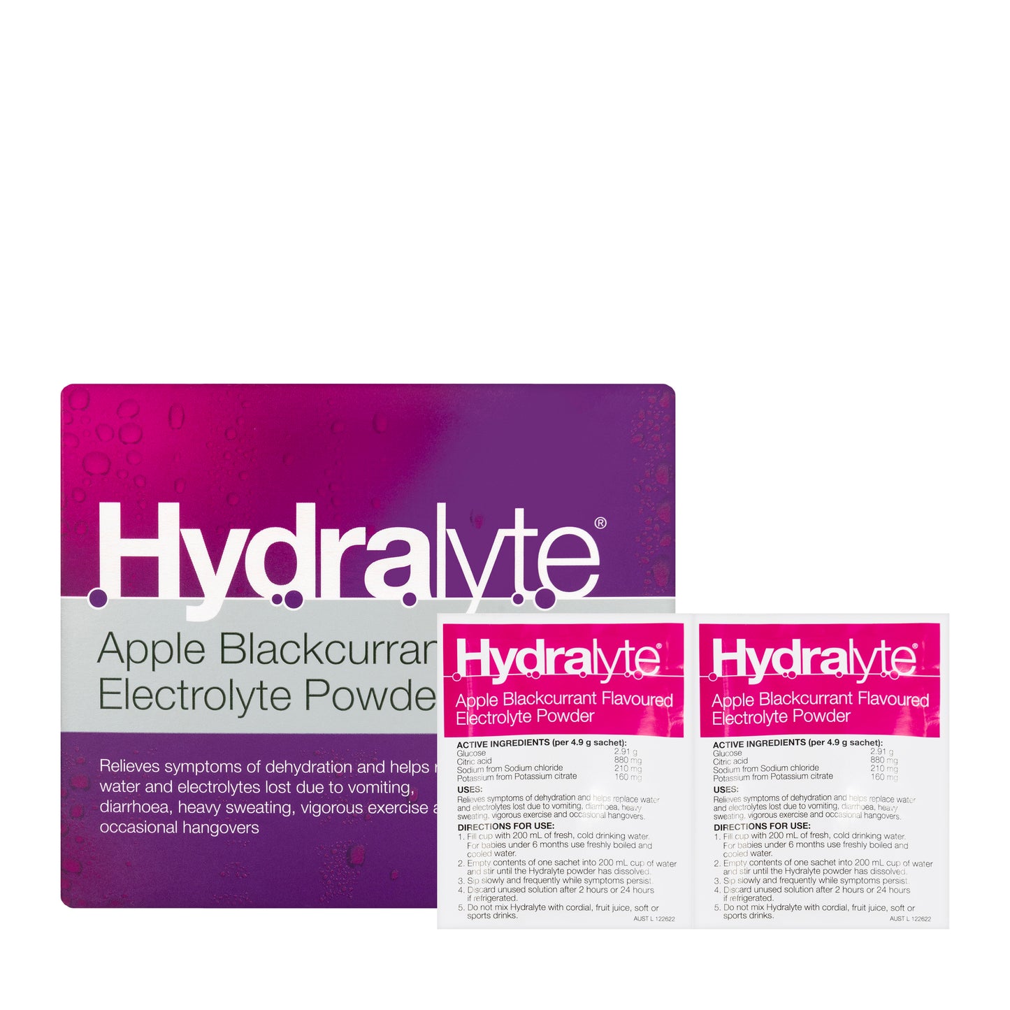 Hydralyte Apple & Blackcurrant Sachet 10X4.9 gm