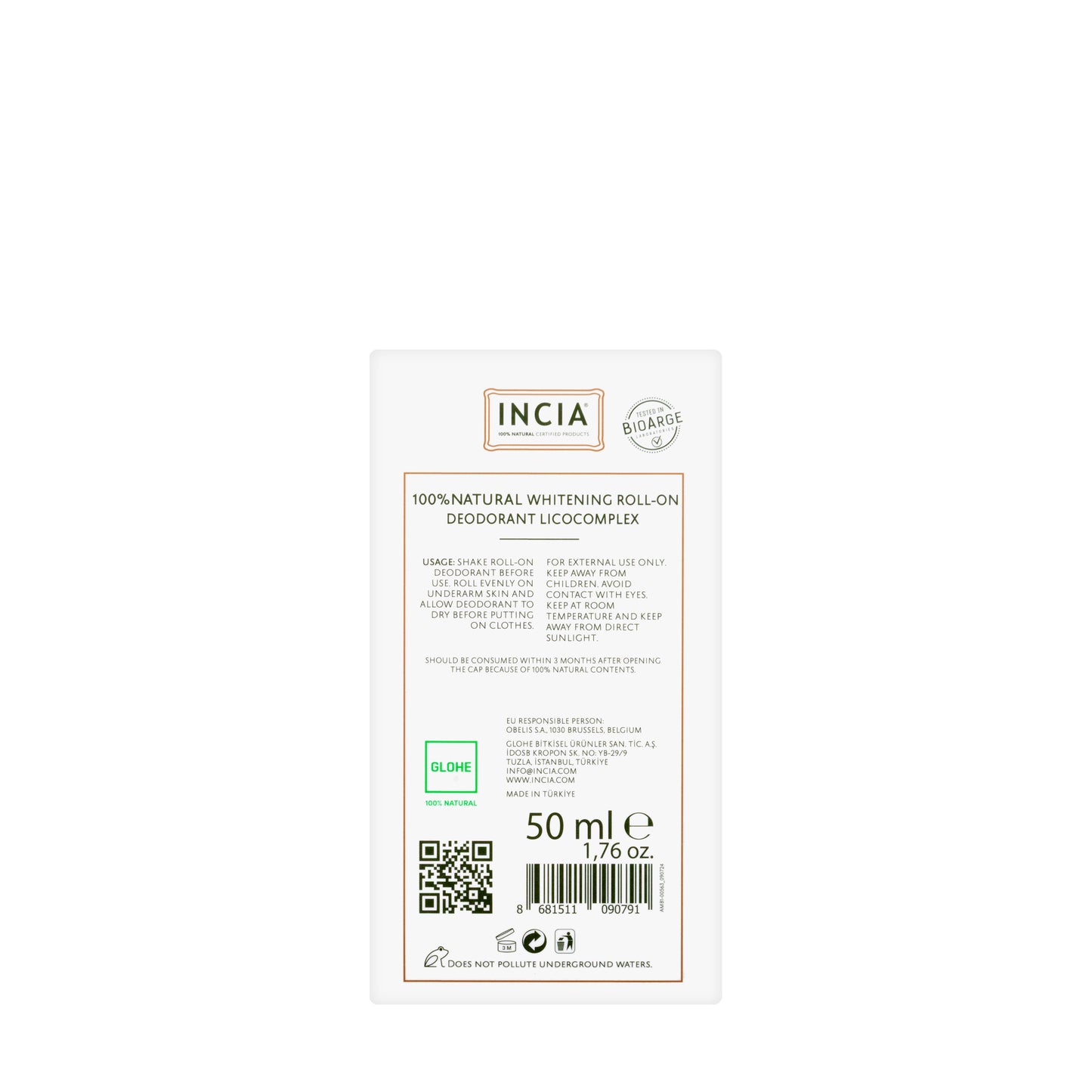 Incia Natural Whitening Deodorant Roll 50 Ml
