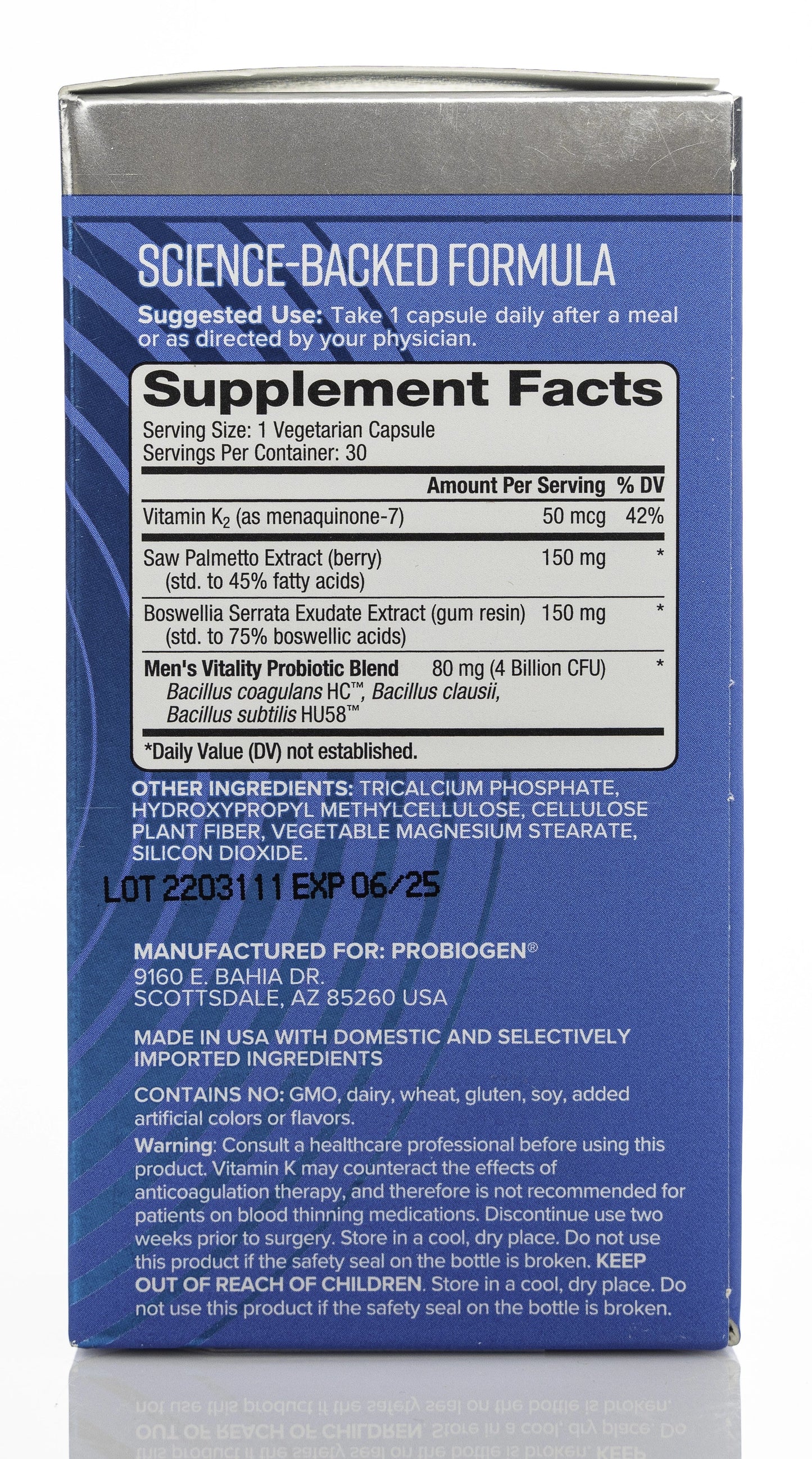 Probiogen Men's Vitality Spore Probiotic 30 Capsules