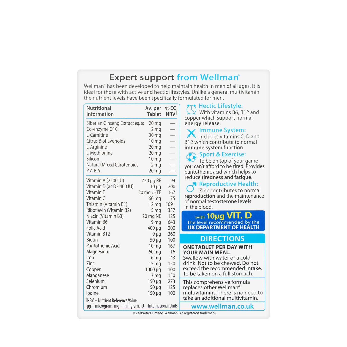 Vitabiotics Wellman Original 30 Tablets