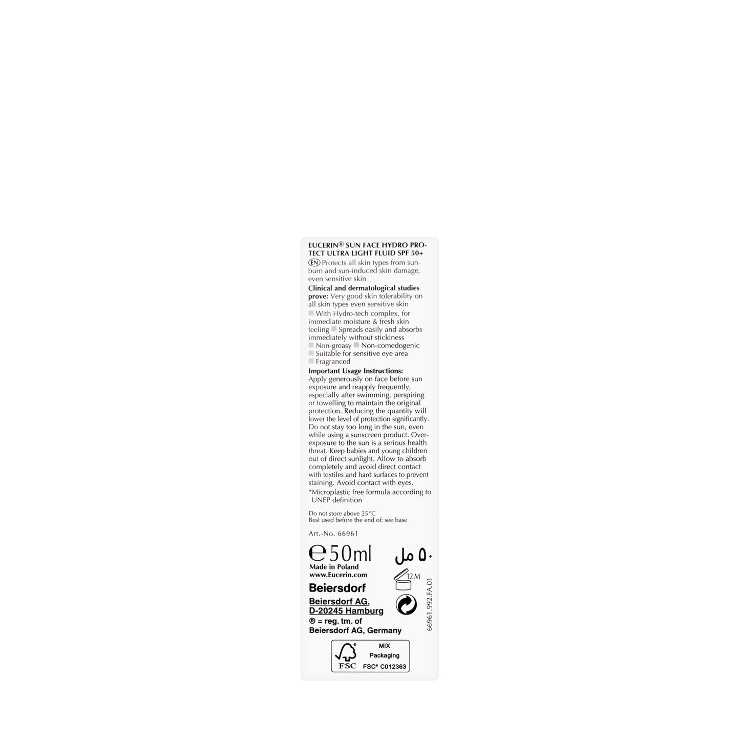 Eucerin Sun SPF 50+ Hydro Protect Ultra-Light Fluid 50 Ml
